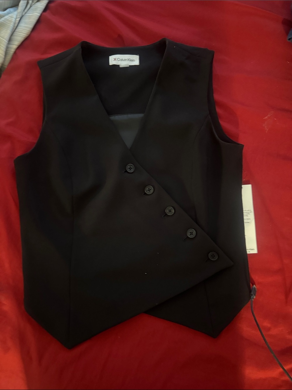 Calvin Klein Black Women's Tailored Button Vest